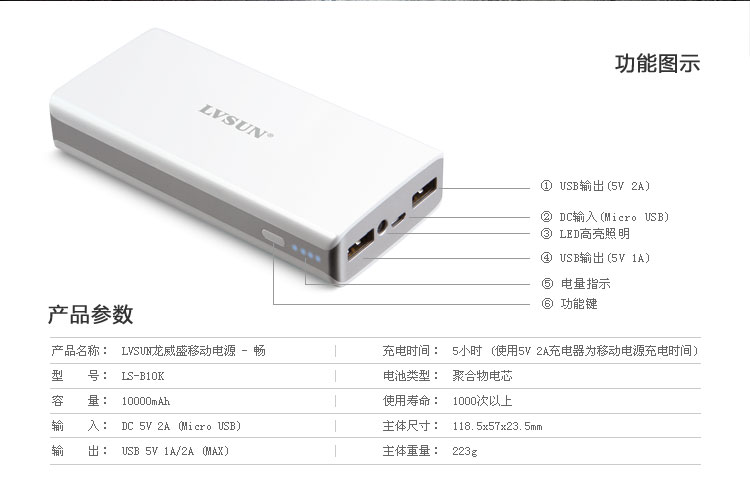 龙威盛移动电源-畅产品功能参数