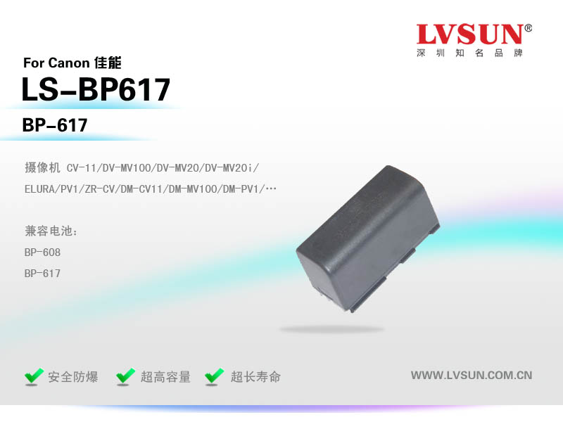 数码摄像机电池LS-BP617适配机型